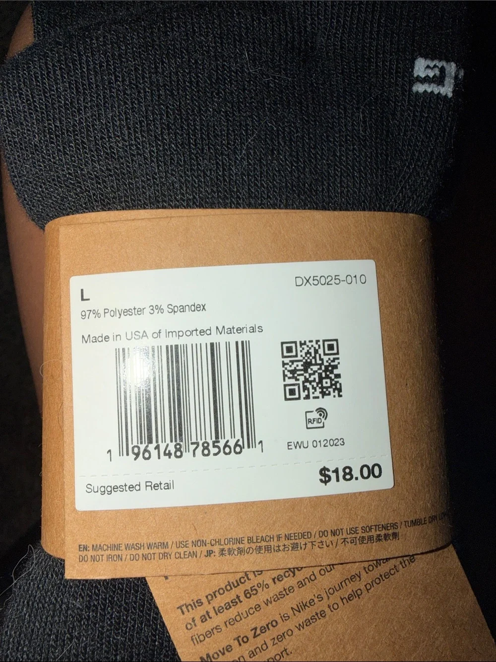 Nike Black Crew Socks with White Swoosh - Everyday Pack